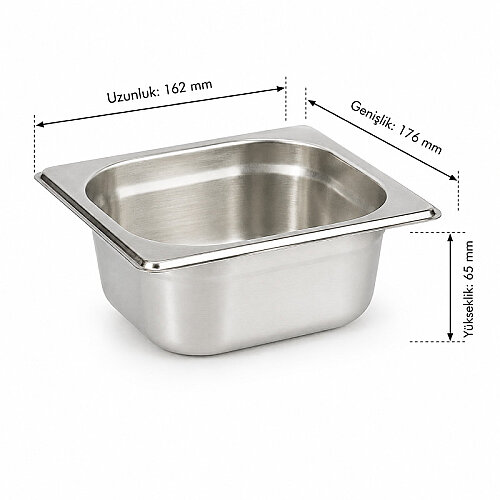Mixkap GN 1/6-65 mm Paslanmaz Çelik Standart Gastronorm Küvet - Mixkap (1)