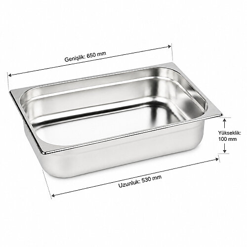 Mixkap GN 2/1-100 mm Paslanmaz Çelik Standart Gastronorm Küvet - Mixkap (1)