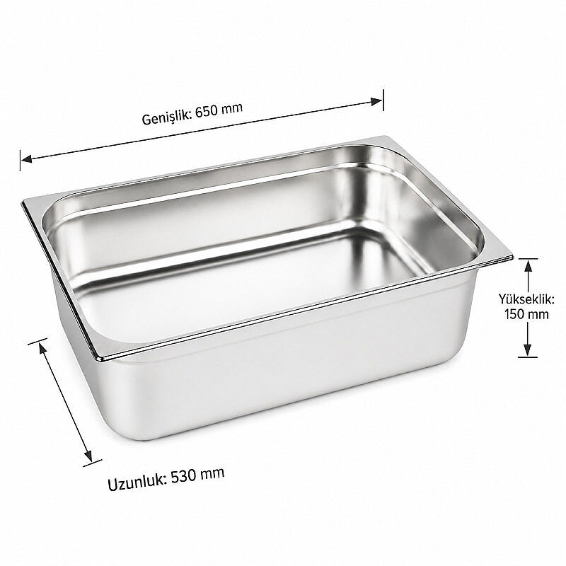 Mixkap GN 2/1-150 mm Paslanmaz Çelik Standart Gastronorm Küvet - Mixkap