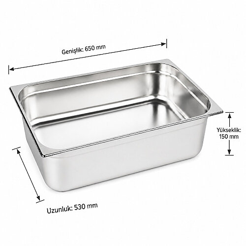 Mixkap GN 2/1-150 mm Paslanmaz Çelik Standart Gastronorm Küvet - Mixkap (1)