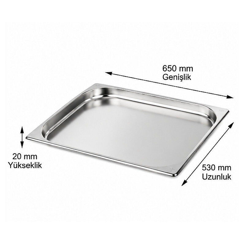 Mixkap GN 2/1-20 mm Paslanmaz Çelik Standart Gastronorm Küvet - Mixkap