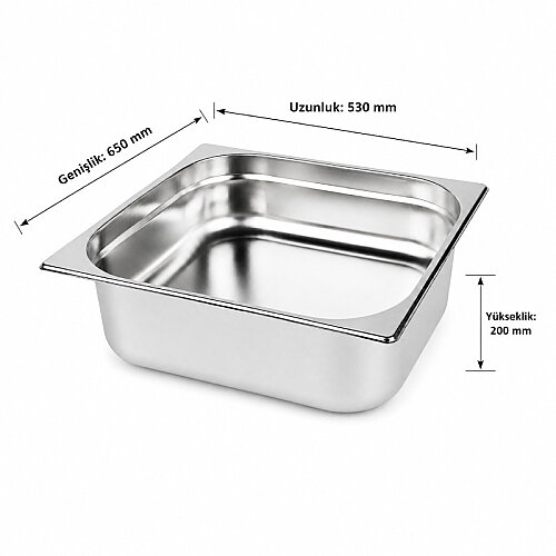 Mixkap GN 2/1-200 mm Paslanmaz Çelik Standart Gastronorm Küvet - Mixkap (1)