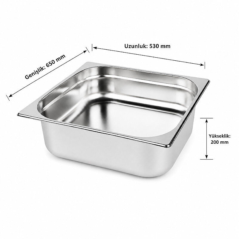 Mixkap GN 2/1-200 mm Paslanmaz Çelik Standart Gastronorm Küvet - Mixkap