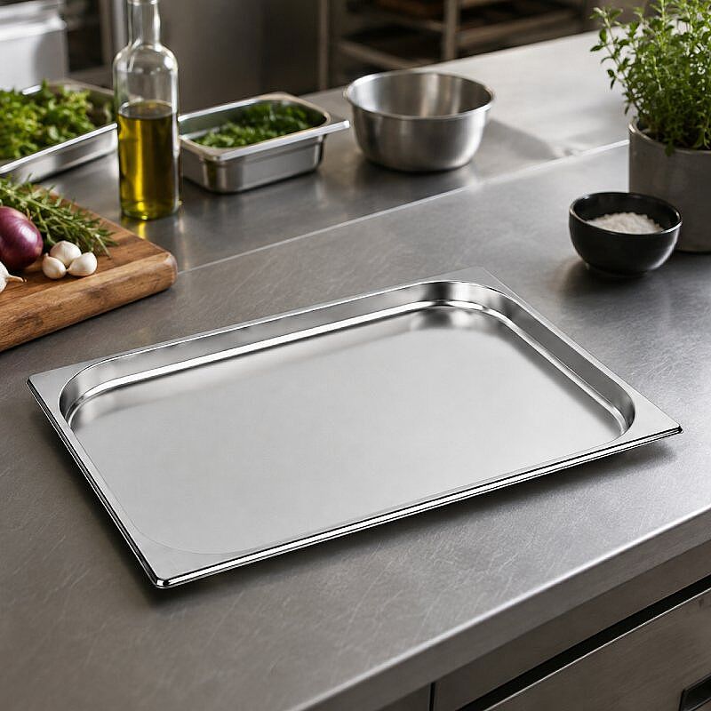 Mixkap GN 2/1-40 mm Paslanmaz Çelik Standart Gastronorm Küvet - Mixkap
