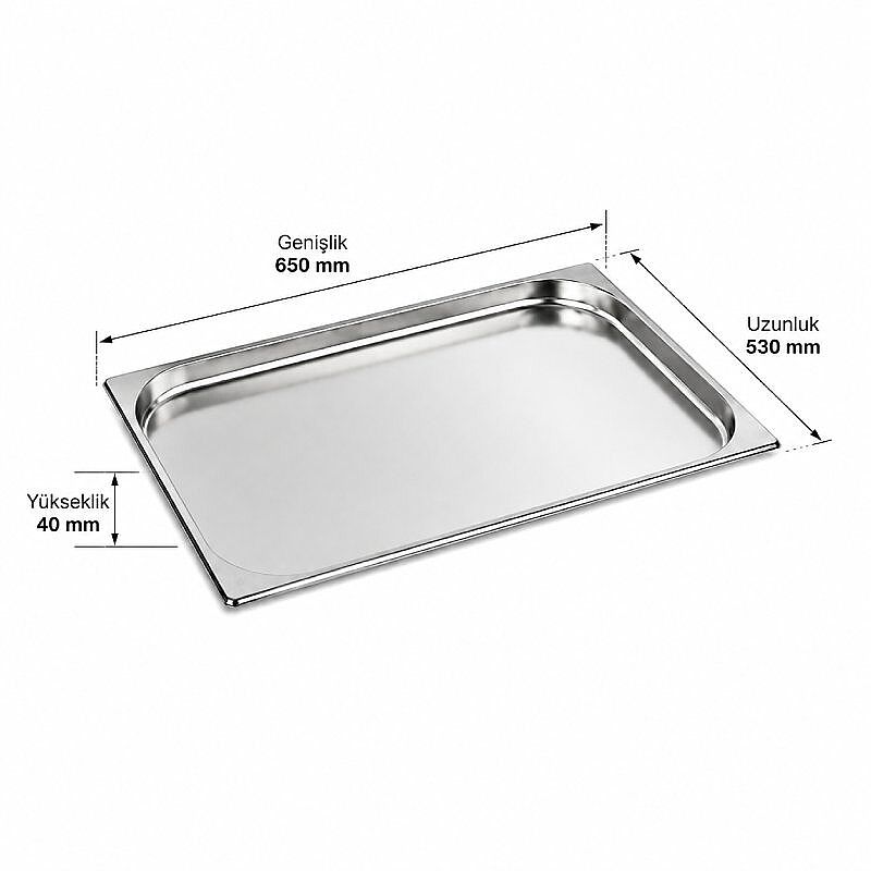 Mixkap GN 2/1-40 mm Paslanmaz Çelik Standart Gastronorm Küvet - Mixkap