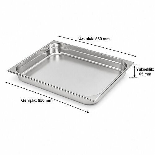 Mixkap GN 2/1-65 mm Paslanmaz Çelik Standart Gastronorm Küvet - 2