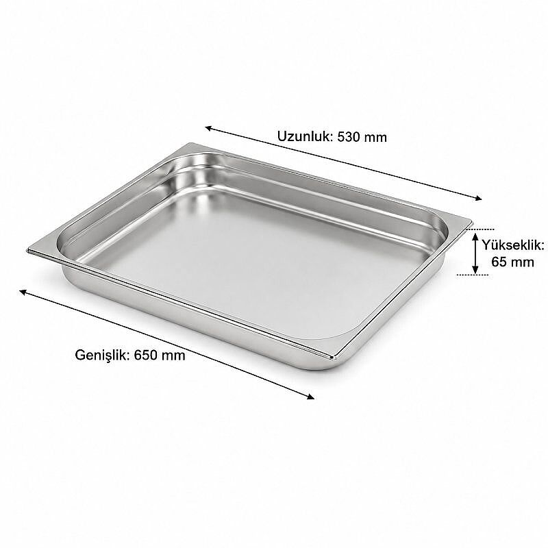 Mixkap GN 2/1-65 mm Paslanmaz Çelik Standart Gastronorm Küvet - Mixkap