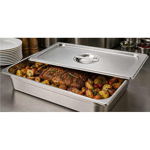 Mixkap GN 2/1 Paslanmaz Çelik Standart Gastronorm Küvet Kapak - 3