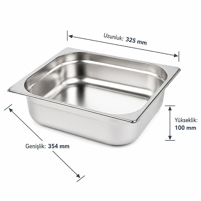 Mixkap GN 2/3-100 mm Paslanmaz Çelik Standart Gastronorm Küvet - Mixkap