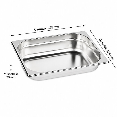 Mixkap GN 2/3-20 mm Paslanmaz Çelik Standart Gastronorm Küvet - Mixkap (1)