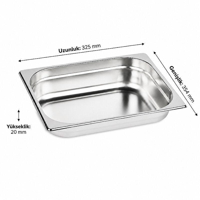 Mixkap GN 2/3-20 mm Paslanmaz Çelik Standart Gastronorm Küvet - Mixkap