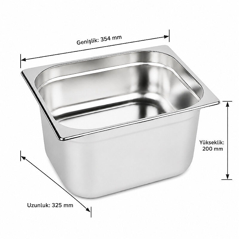Mixkap GN 2/3-200 mm Paslanmaz Çelik Standart Gastronorm Küvet - Mixkap
