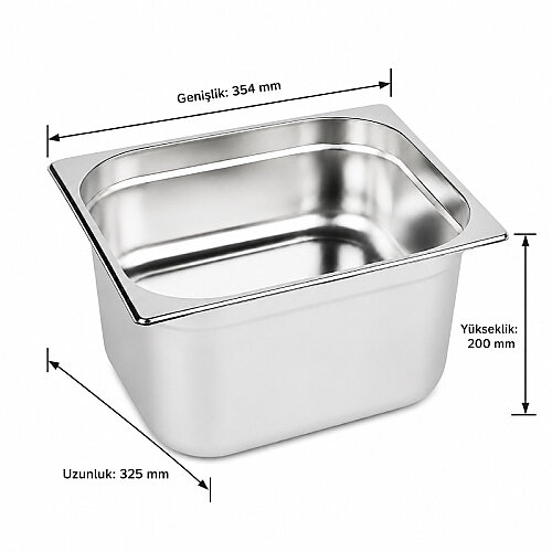 Mixkap GN 2/3-200 mm Paslanmaz Çelik Standart Gastronorm Küvet - Mixkap (1)