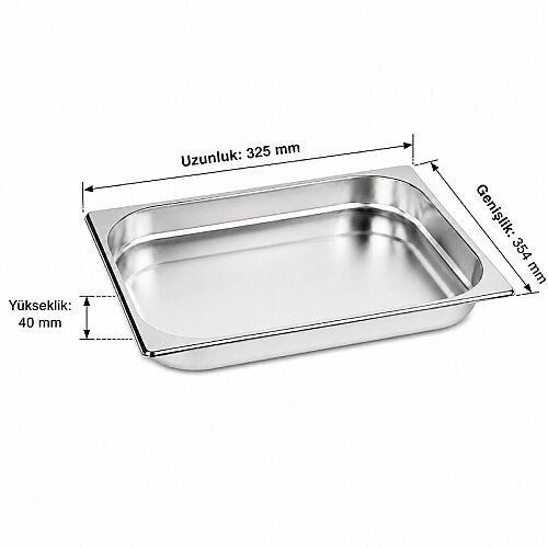 Mixkap GN 2/3-40 mm Paslanmaz Çelik Standart Gastronorm Küvet - Mixkap (1)