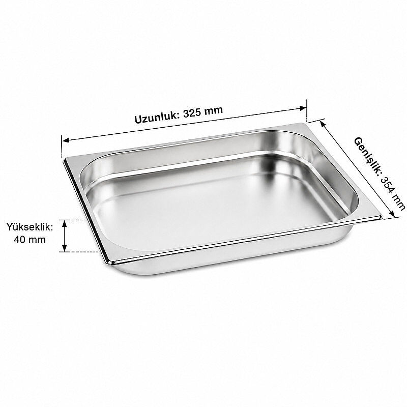 Mixkap GN 2/3-40 mm Paslanmaz Çelik Standart Gastronorm Küvet - Mixkap