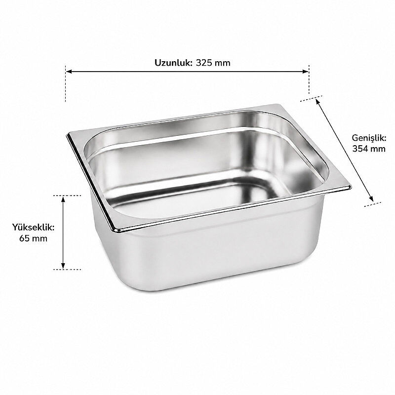 Mixkap GN 2/3-65 mm Paslanmaz Çelik Standart Gastronorm Küvet - Mixkap