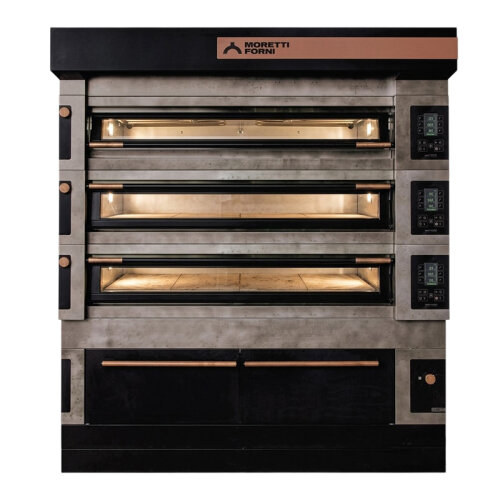 Moretti Forni S140EI-161600-P Icon Seri 2x16 cm Taş Tabanlı Modüler Çok Amaçlı Katlı Fırın, 140x93.5 cm, Elektrikli - 1