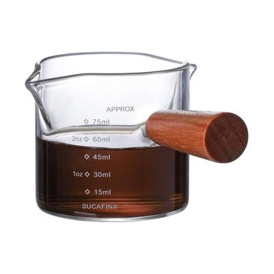 Neouza Ahşap Saplı Ölçülü Cam Kahve Server, 75 ml - Neouza