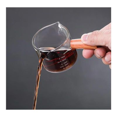 Neouza Ahşap Saplı Ölçülü Cam Kahve Server, 75 ml - 2