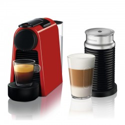 ماكينة تحضير القهوة Nespresso Essenza Mini D 35 المزودة بآلة لصنع القهوة مع جهاز إزباد الحليب، أحمر - Nespresso