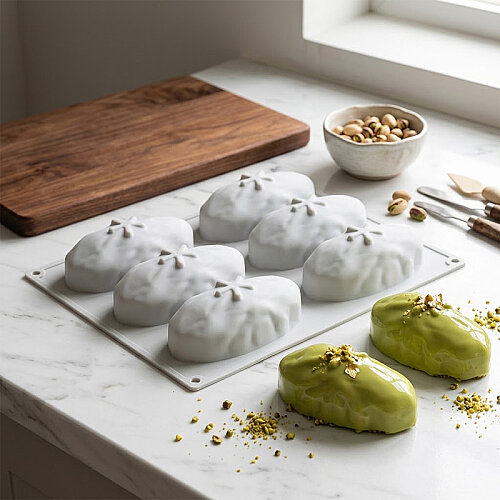 Nova Silicon NS 0015 6 Gözlü Antep Fıstığı Formlu Silikon Pasta Kalıbı - 3