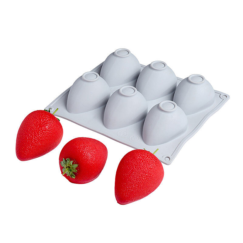 Nova Silicon NS 0016 6 Gözlü Çilek Formlu Silikon Pasta Kalıbı - Nova Silicon