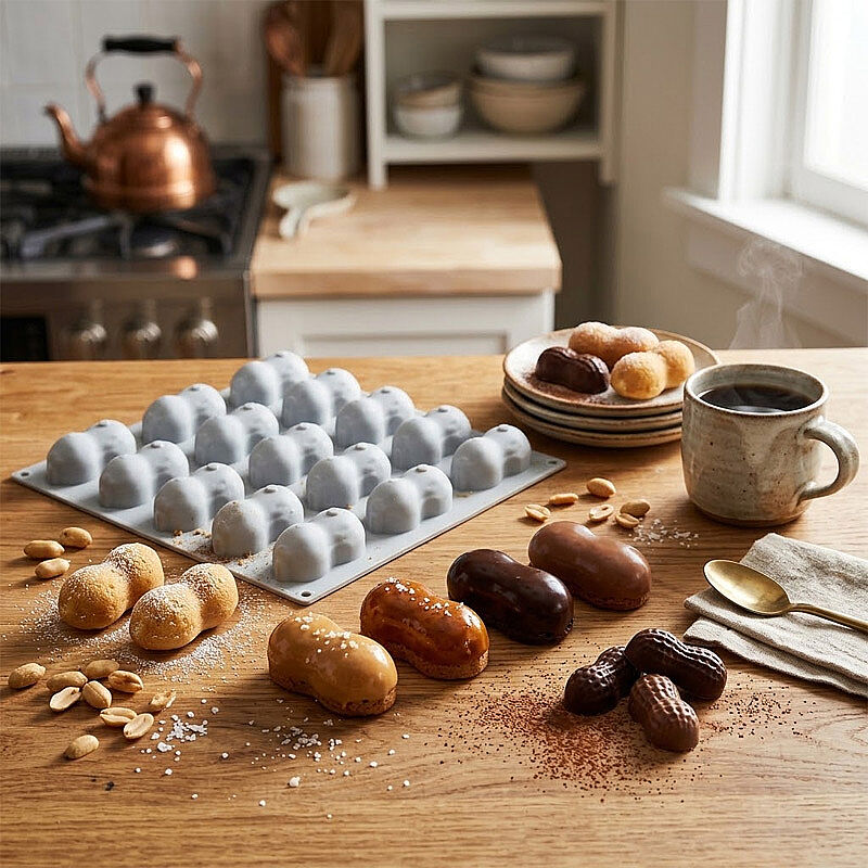 Nova Silicon NS 0021 15 Gözlü Mini Yer Fıstığı Formlu Silikon Pasta Kalıbı - Nova Silicon