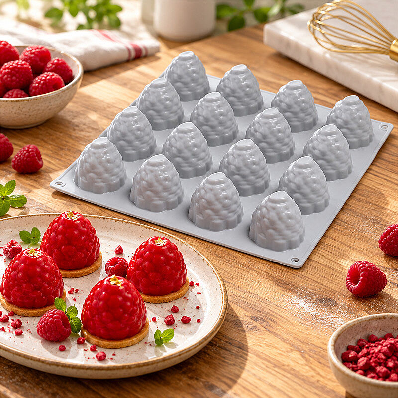 Nova Silicon NS 0023 16 Gözlü Mini Frambuaz Formlu Silikon Pasta Kalıbı - Nova Silicon