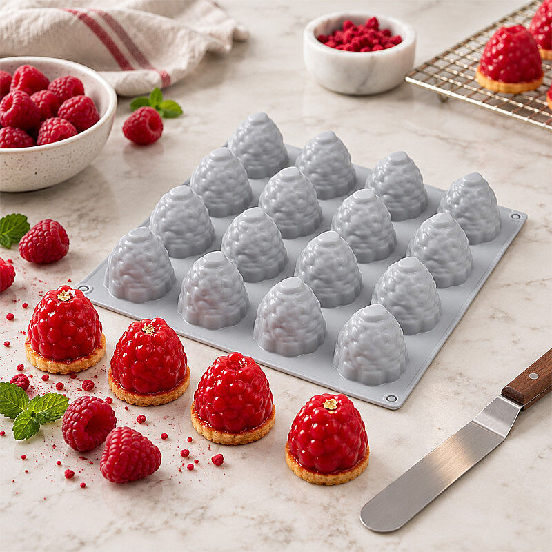 Nova Silicon NS 0023 16 Gözlü Mini Frambuaz Formlu Silikon Pasta Kalıbı - Nova Silicon