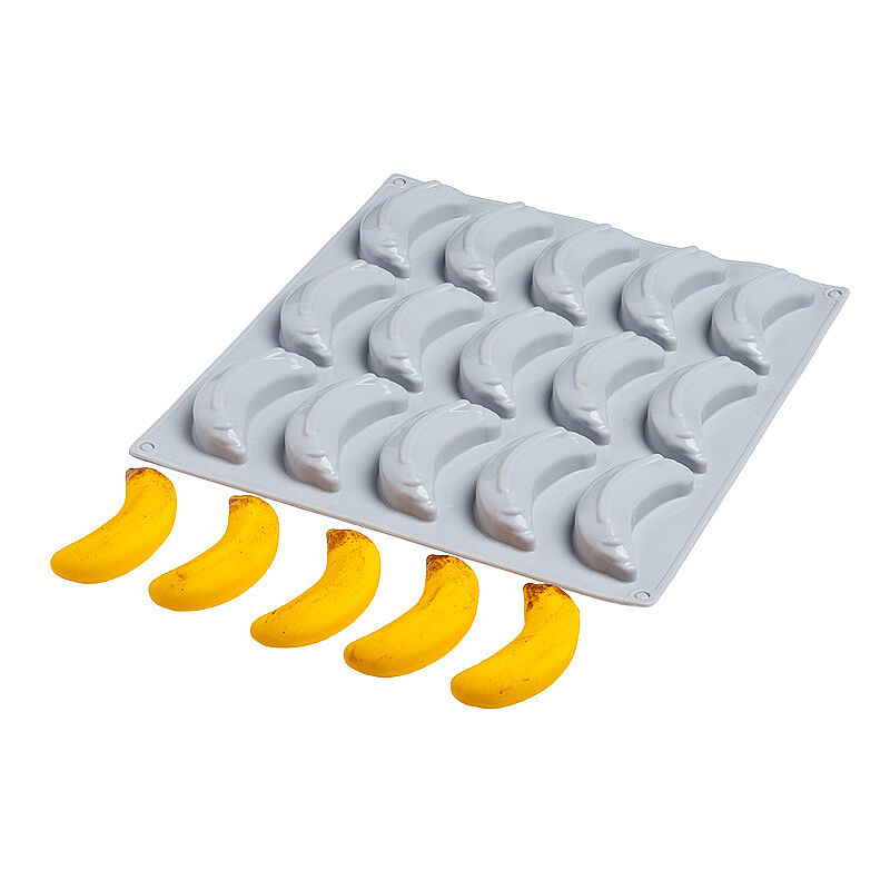 Nova Silicon NS 0024 15 Gözlü Mini Muz Formlu Silikon Pasta Kalıbı - Nova Silicon