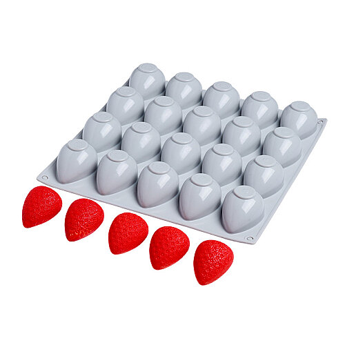 Nova Silicon NS 0025 20 Gözlü Mini Çilek Formlu Silikon Pasta Kalıbı - Nova Silicon (1)