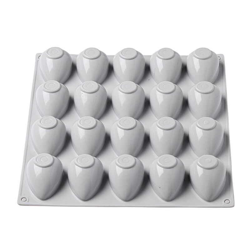 Nova Silicon NS 0025 20 Gözlü Mini Çilek Formlu Silikon Pasta Kalıbı - Nova Silicon