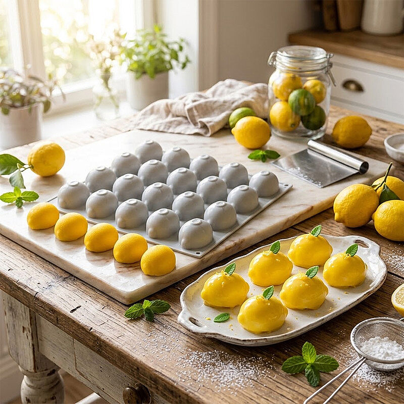 Nova Silicon NS 0026 20 Gözlü Mini Limon Formlu Silikon Pasta Kalıbı - Nova Silicon