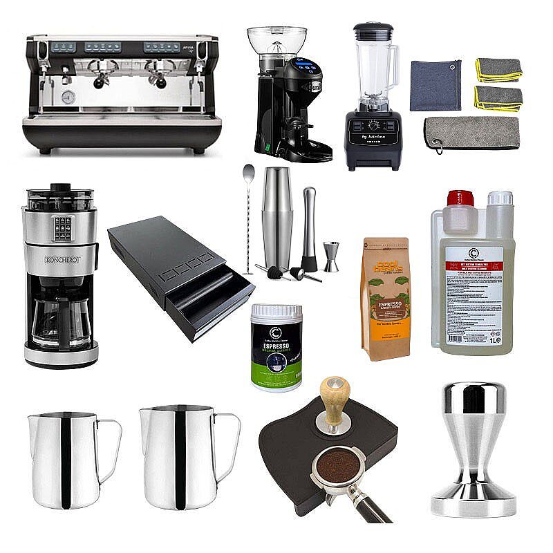 Nuova Simonelli أبيا لايف 2 مجموعة آلات تحضير قهوة الإسبريسو من 12 قطعة، أسود - Nuova Simonelli