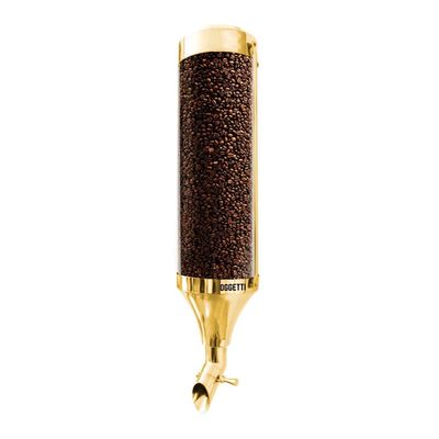 Oggetti Dirsekli Kahve Silosu, Pleksi, Kapasite 5 kg, 15x70 cm, Gold - 1