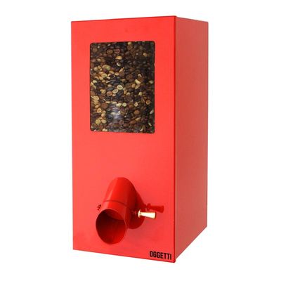 Oggetti Paslanmaz Kahve Silosu, Kapasite 4 kg, 20x25x45 cm, Kırmızı - 1