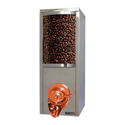 Oggetti Kahve Silosu, Paslanmaz, Kapasite 5 kg, 20x25x60 cm, Bakır Musluk, Krom - 1