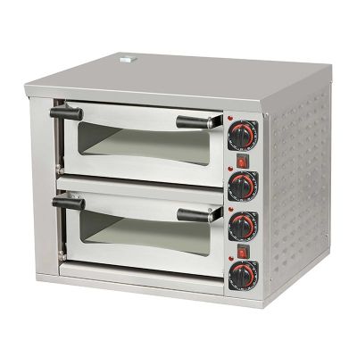 Omake FPZ01.E21 25 cm x 2 Adet Kapasiteli Çift Katlı Pizza Fırını, 52x52 cm, Elektrikli - 1