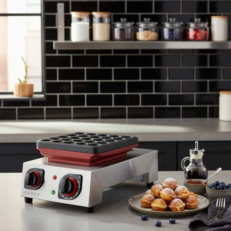 Omake PFR01.E11 Top Poffertjes Single Waffle Maker with Manual Timer, Electric - Omake