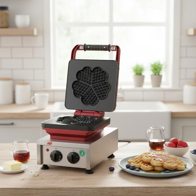 Omake WFL21.E12 Z5F Small Flower Model Single Waffle Maker with Timer, Electric - Omake