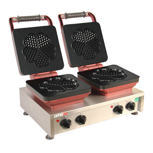 Omake WFL21.E22 Z5F 1301 Small Flower Double Waffle Maker with Timer, Electric - 1