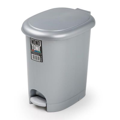 Bora Plastik Çöp Kovası, Pedallı, Oval, 17 L, Gri - 1