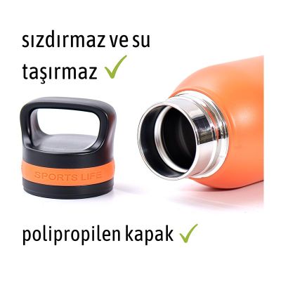 Ozdusk Paslanmaz Çelik Çift Duvarlı Macera Termosu, 630 ml, Turuncu - 7