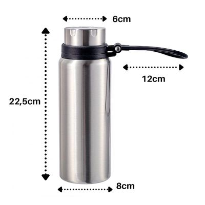 Ozdusk Paslanmaz Çelik Çift Duvarlı Spor Termos, 650 ml, Gri - 3