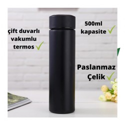 Ozdusk Paslanmaz Çelik Kompakt Termos, 500 ml, Siyah - Thumbnail