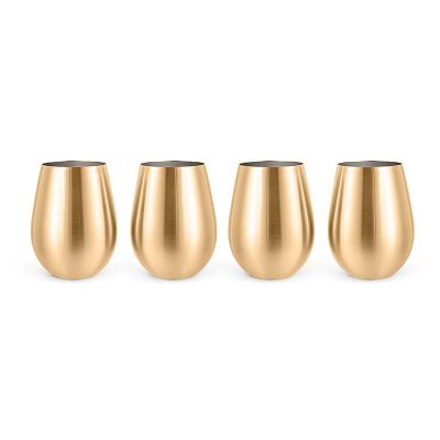 Ozdusk Paslanmaz Çelik Şarap Kadehi, 530 ml, 4 Adet, Altın - 1