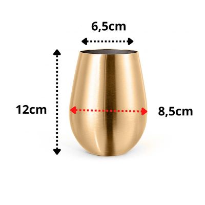 Ozdusk Paslanmaz Çelik Şarap Kadehi, 530 ml, 4 Adet, Altın - 5