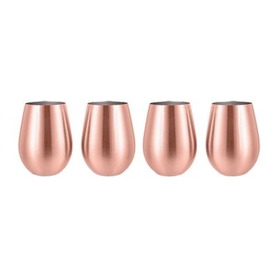 Ozdusk Paslanmaz Çelik Şarap Kadehi, 530 ml, 4 Adet, Bakır - 1