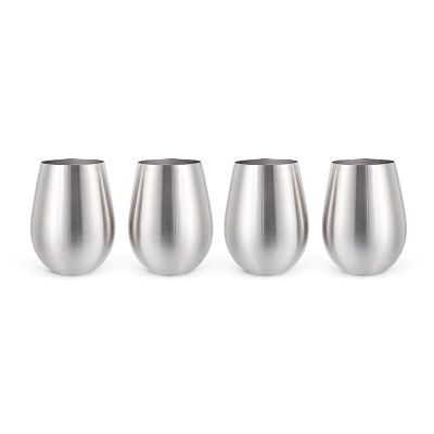 Ozdusk Paslanmaz Çelik Şarap Kadehi, 530 ml, 4 Adet, Gri - 1