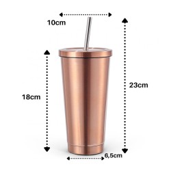 Ozdusk Paslanmaz Pipetli Termos Matara, 500 ml, Bakır - 5